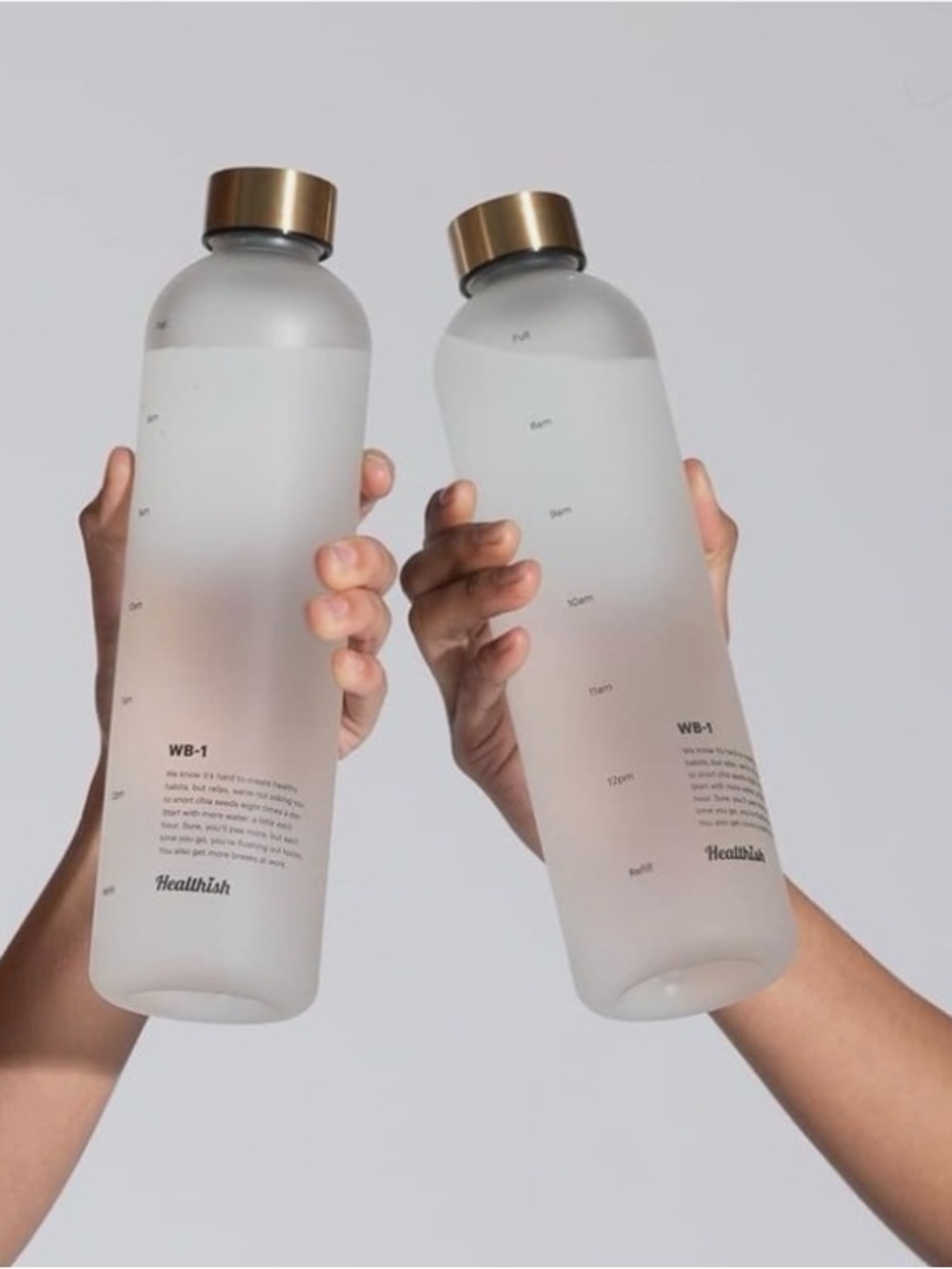 Healthish Frosted Plastic Water Bottle with Gold Cap